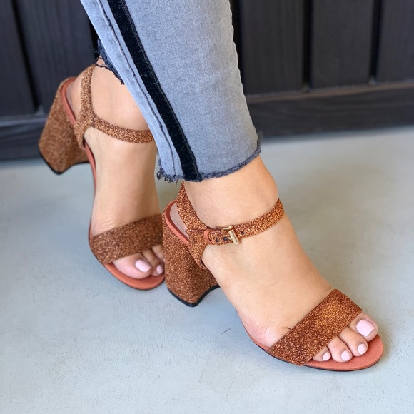 Elianna Glitz Rust Block Chunky Heel Sandal - Picture 4 of 7